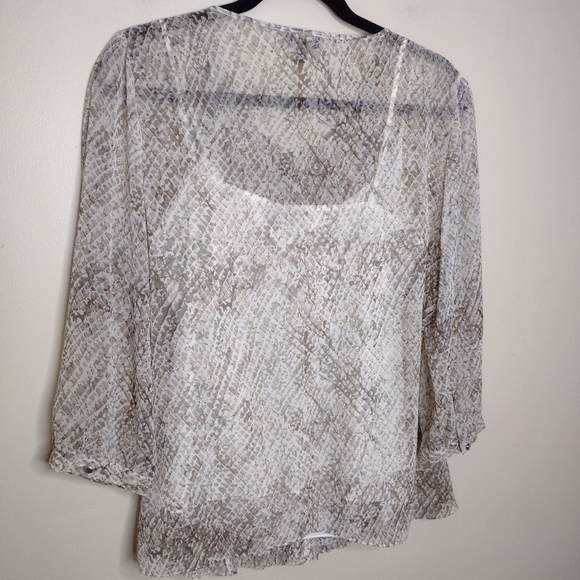 Talbots Snakeskin Print Sheer Blouse With Tank Top Size 12 Twinset Party Holiday - Picture 4 of 9